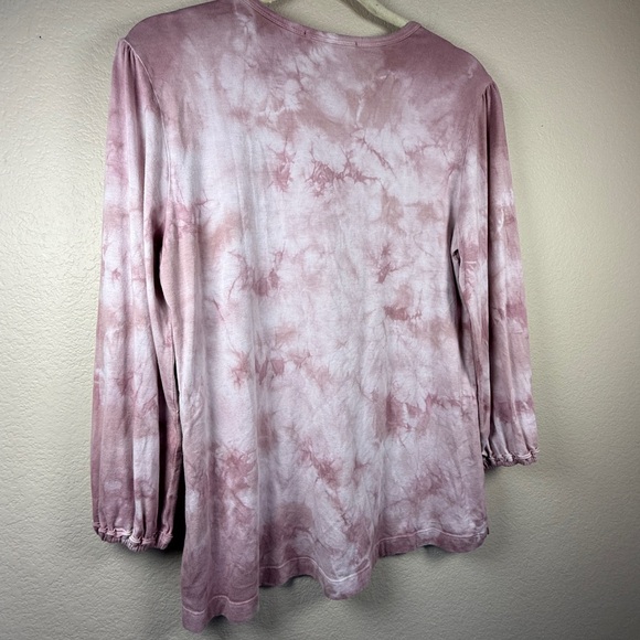Johnny Was Calme Pink Tie Dye Long Sleeve Top Shirt Tencel Organic Cotton Small - Picture 4 of 10